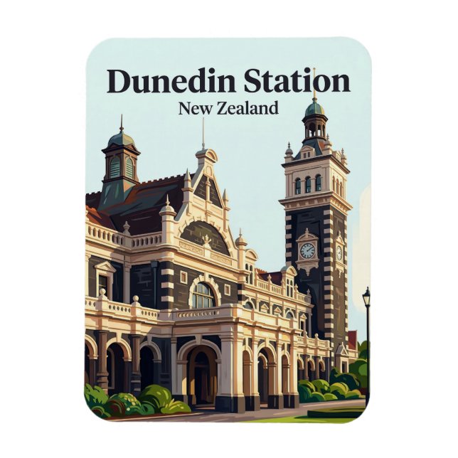 Bahnhof Dunedin Neuseeland Magnet (Vertikal)