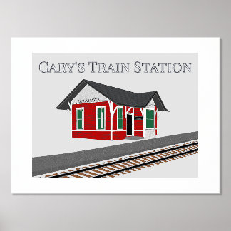 Bahnhof-Foliendruck-Poster mit Text oben Foliendrucke