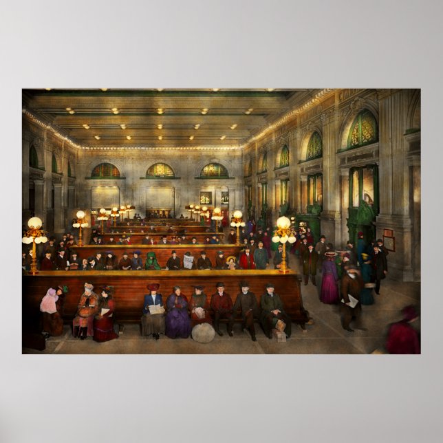 Bahnhof - Gewartet in Grand Central 1904 Poster (Vorne)