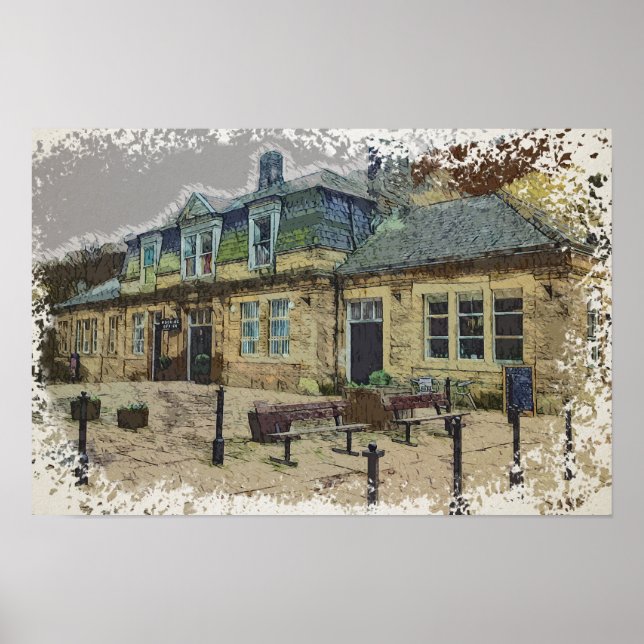 Bahnhof Hebden Bridge Kunst Poster (Vorne)