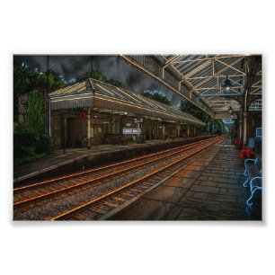 Bahnhof Hebden Bridge Vintage-Neon-Kunst Fotodruck