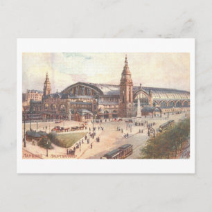 Bahnhof im Vintage-Stil in Hamburg, Deutschland, Postkarte