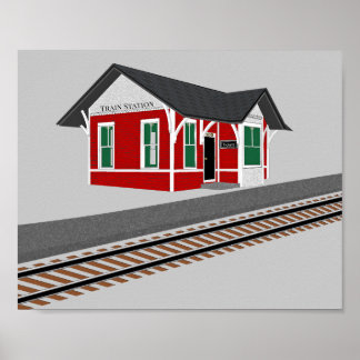Bahnhof Kinder Dekorationsdruck Poster