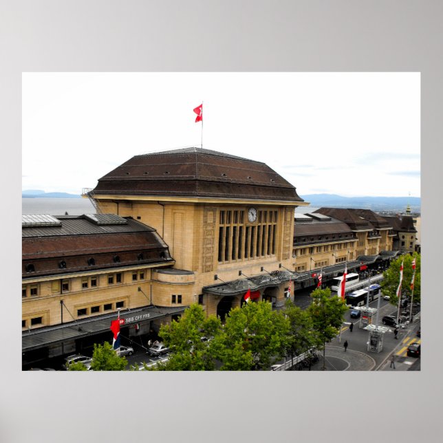 Bahnhof Lausanne in der Schweiz Poster (Vorne)