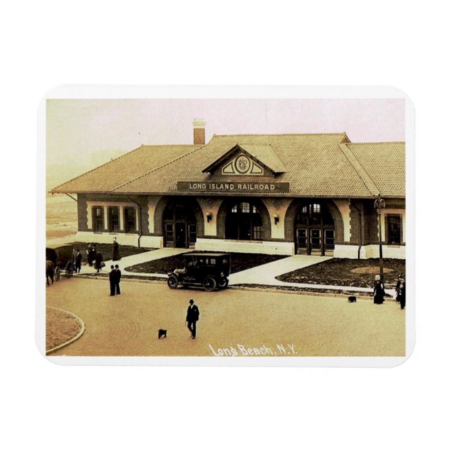 Bahnhof, Long Beach, Long Island, NY Vintag Magnet (Horizontal)