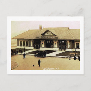 Bahnhof, Long Beach, Long Island, NY Vintage Postkarte
