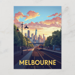 Bahnhof Melbourne Skyline Postkarte