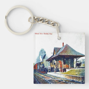 "Bahnhof Northfield, Mass. im Vintage-Stil" Schlüsselanhänger