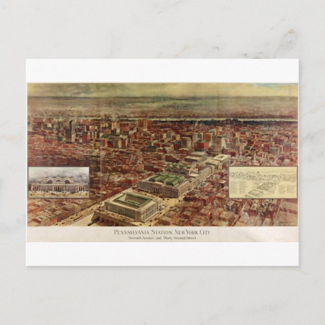 Bahnhof Pennsylvania New York City im Jahr 1910 Postkarte (Vorderseite)