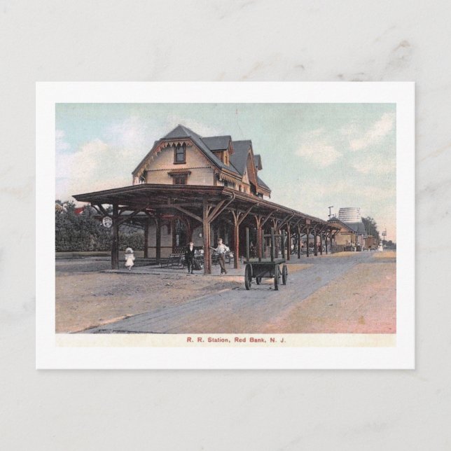 Bahnhof, Red Bank, NJ 1908 Vintag Postkarte (Vorderseite)