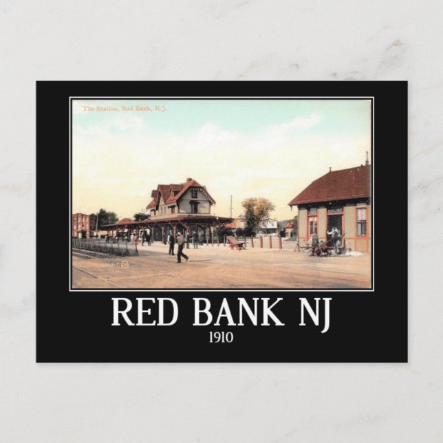 Bahnhof, Red Bank, NJ Vintag Postkarte (Vorderseite)