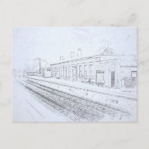 Bahnhof Todmorden Skizze, im Vintage-Stil
