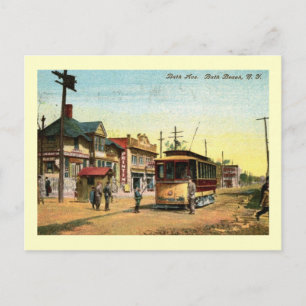 Bahnhof Trolley, Bath Beach, Brooklyn Vintag Postkarte