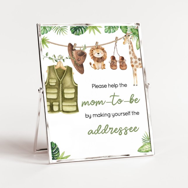Bahnhof "Tropical Safari Jungle Animals Envelope" Poster (Tropical Safari Jungle Animals Clothesline Baby Shower Envelope Station Sign)