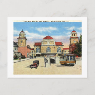 Bahnhof & U-Bahn, Birmingham, Alabama Vintage Postkarte