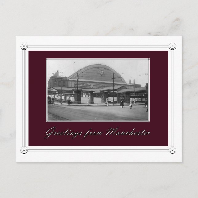 Bahnhof Vintag Manchester Postkarte (Vorderseite)