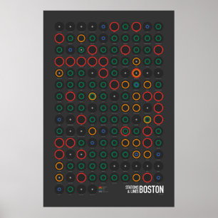 Bahnhöfe und Linien: Boston (Dark) Poster
