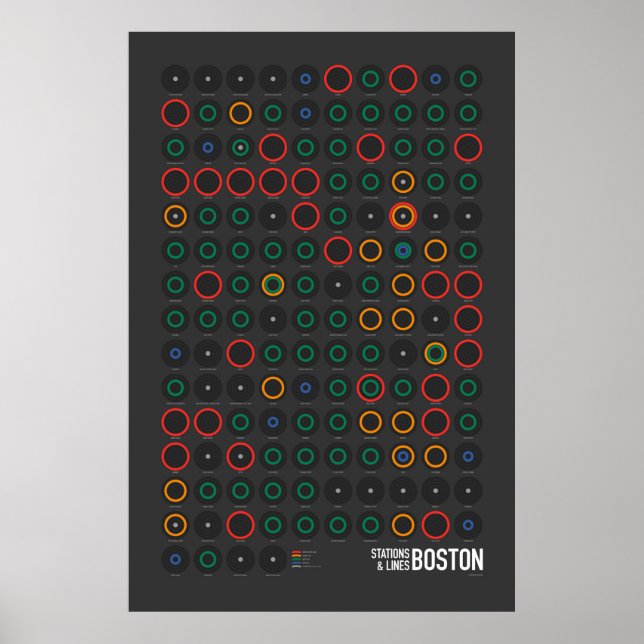 Bahnhöfe und Linien: Boston (Dark) Poster (Vorne)