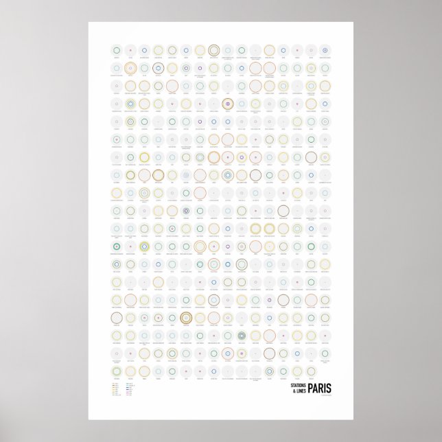 Bahnhöfe und Linien: Paris (Licht) Poster (Vorne)