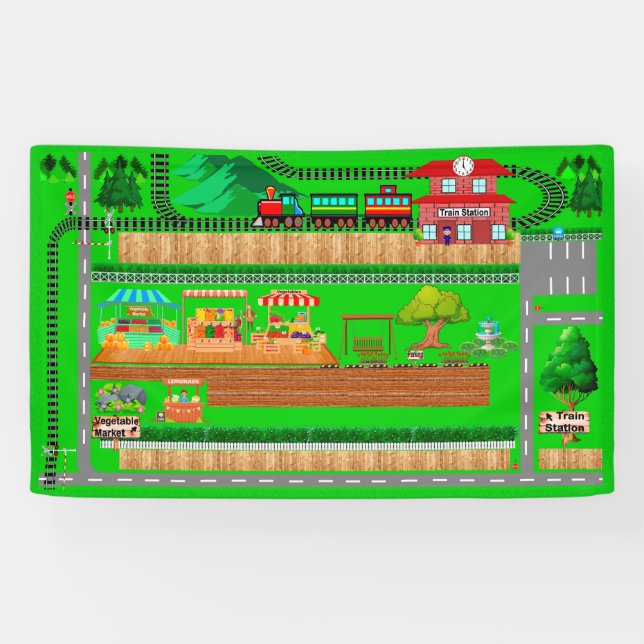 Bahnhofstrassen für Autos 3x5 Banner (Horizontal)