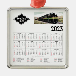 Bahnkalender lesen ornament aus metall