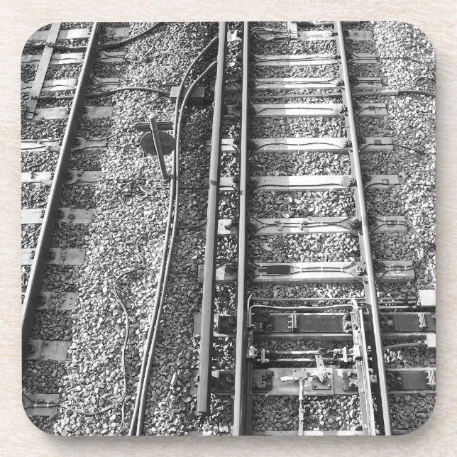 Bahnstrecken, Schwarzweiss-Bild Untersetzer (Vorderseite)