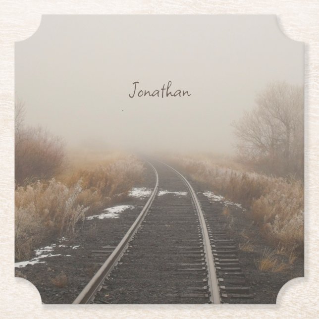 Bahntrassen Winterlandschaft Personalisiert Runder Pappuntersetzer (Vorderseite)