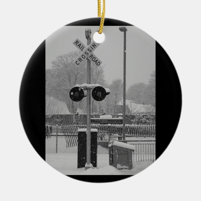 Bahnübergang (b&w) keramikornament (Vorne)