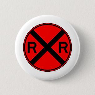 Bahnübergang warnender Straßenschild-Zug- Button
