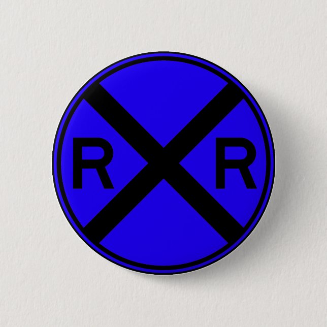 Bahnübergang warnender Straßenschild-Zug- Button (Vorderseite)