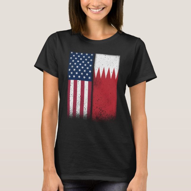 Bahrain Bahraini American Flags Proud USA Bahrain T-Shirt (Vorderseite)