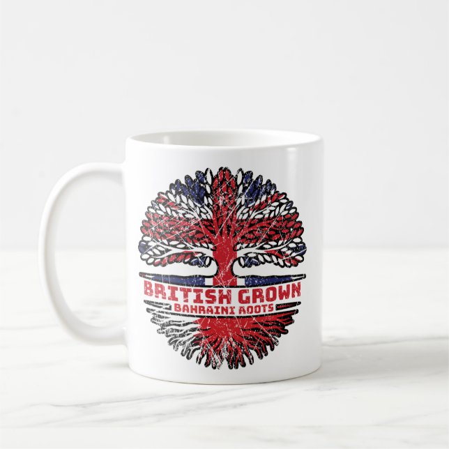 Bahrain Bahraini British UK Tree Roots Flag Kaffeetasse (Links)