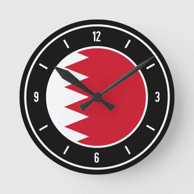 Bahrain Flag Elegant Runde Wanduhr (Vorderseite)