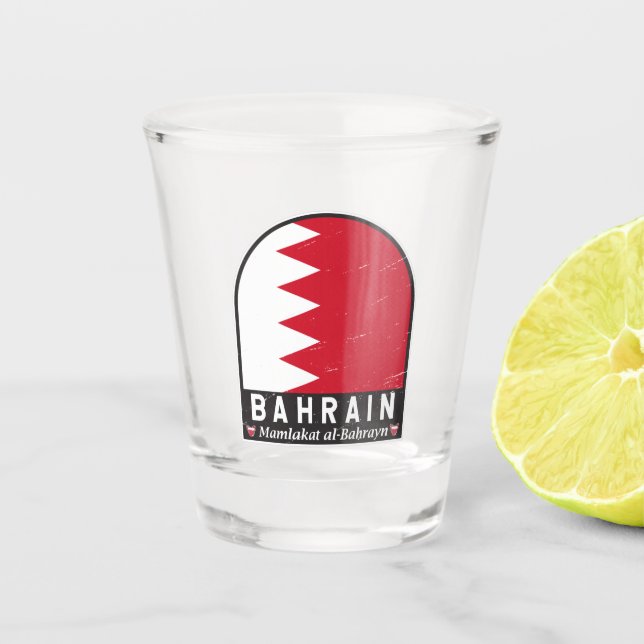 Bahrain Flag Emblem gestört Vintag Schnapsglas (Vorderseite)