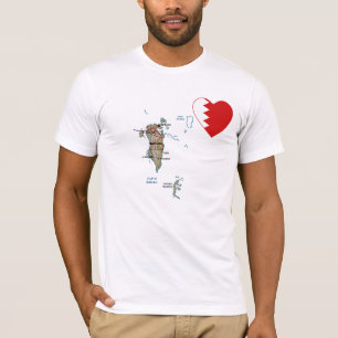 Bahrain Flag Herz und Karte T - Shirt
