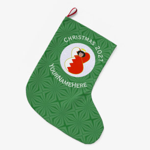 Bahrain-Flagge Engel Weihnachten Personalisiert  Großer Weihnachtsstrumpf