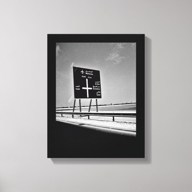Bahrain Highway Sign Leinwanddruck (Vorderseite)