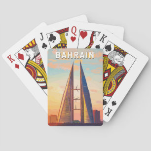 Bahrain-Illustration Reise Kunst Vintage Spielkarten