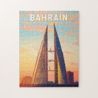 Bahrain Illustration Travel Art Vintag