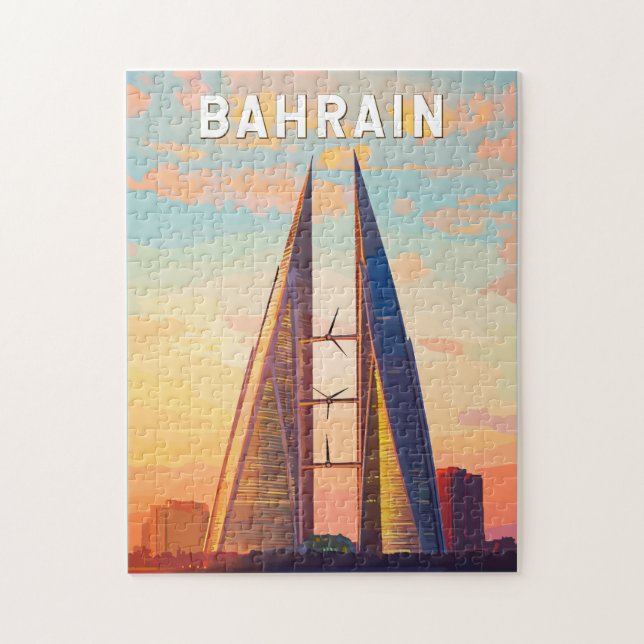 Bahrain Illustration Travel Art Vintag Puzzle (Vertikal)