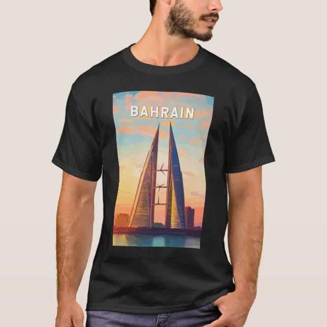 Bahrain Illustration Travel Art Vintag T-Shirt (Vorderseite)