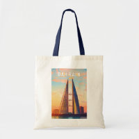 Bahrain Illustration Travel Art Vintag