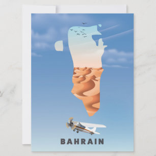Bahrain Illustriertes Reiseplakat drucken. Einladung