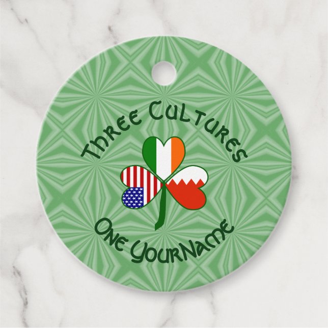 Bahrain Irland USA Kleeblatt Flag Personalisiert Geschenkanhänger (Vorderseite)