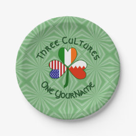 Bahrain Irland USA Kleeblatt Flag Personalisiert Pappteller