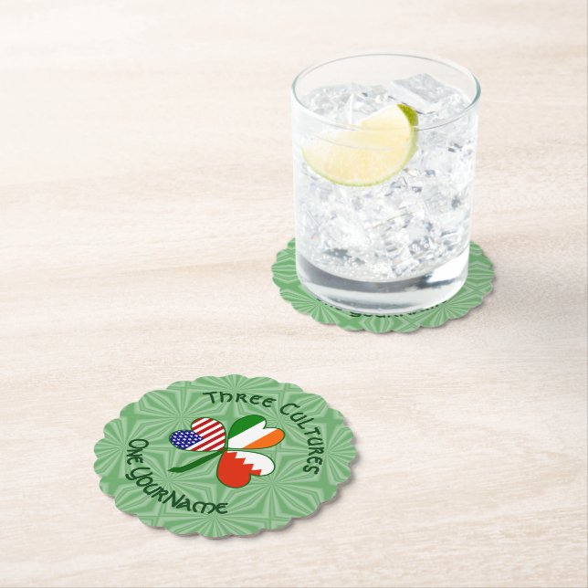 Bahrain Irland USA Kleeblatt Flag Personalisiert Untersetzer (Vor Ort)