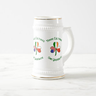 Bahrain Irland USA Kleeblatt Flagge Personalisiert Bierglas