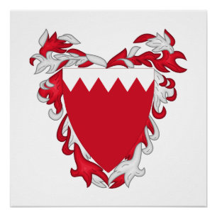 Bahrain Landeswappen Symbol Emblem Flagge Poster