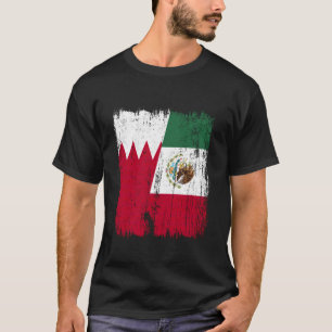 Bahrain Mexiko Halbflagge Bahrainer Mexikanisches T-Shirt