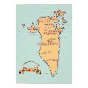 Bahrain Vintage-Reisekarte Fotodruck